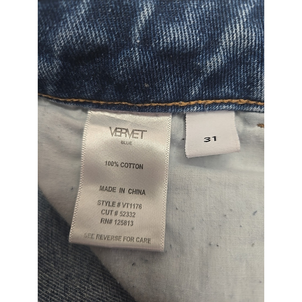 Vervet Size 31 High Rise Distressed Straight Leg Raw Hem Blue Denim Jeans - Picture 5 of 11